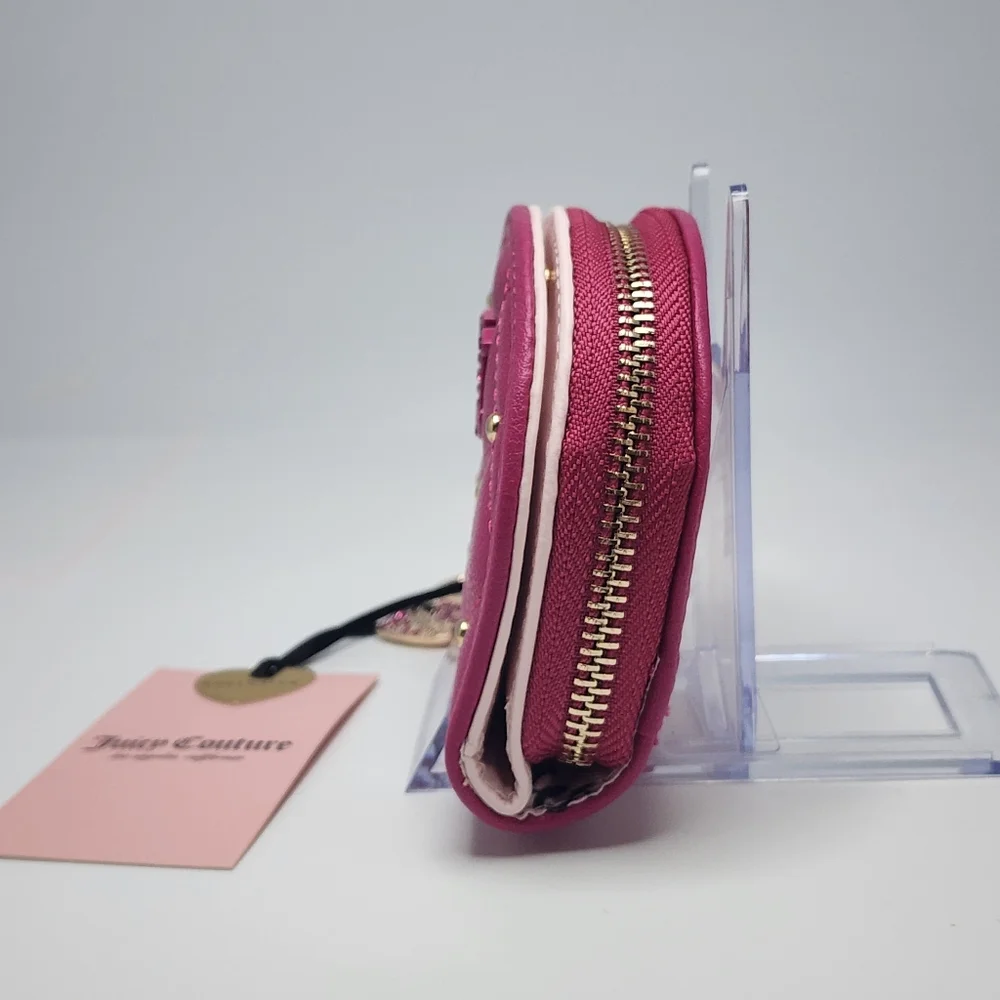Juicy Couture Raspberry Tart Quilted Coin Purse with Mirror NWT Hot Pink Glam